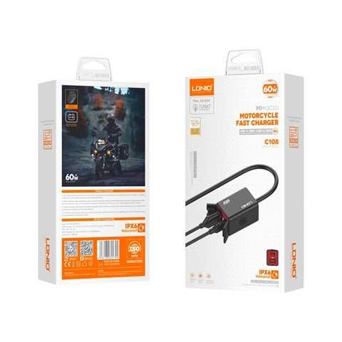 CARGADOR LDNIO  MOTO C108 60W 2P USB+PD+CAB TC-TC