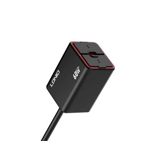 CARGADOR LDNIO  MOTO C108 60W 2P USB+PD+CAB TC-TC