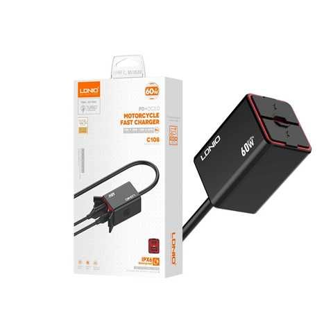 CARGADOR LDNIO  MOTO C108 60W 2P USB+PD+CAB TC-TC
