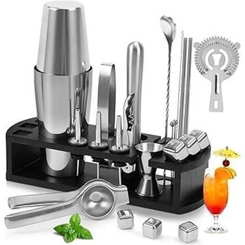 SET DE COCTELERIA PREMIUM NEGRO 22 PZAS