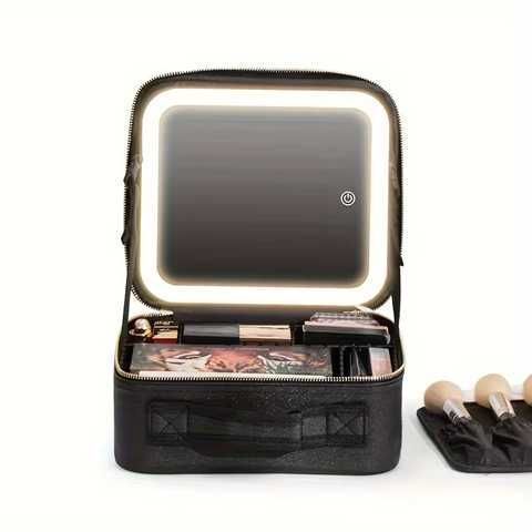 COSMETIQUERA CON ESPEJO LED 
