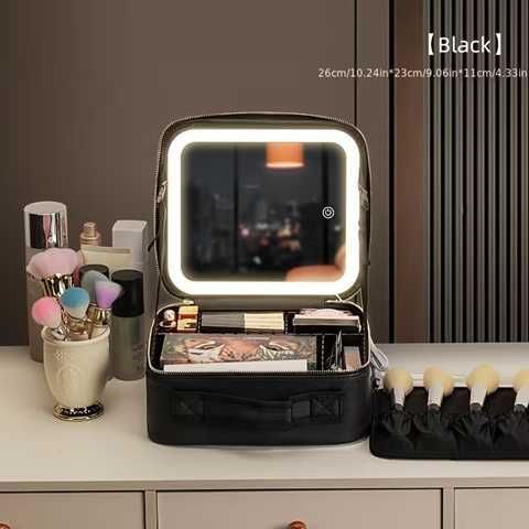 COSMETIQUERA CON ESPEJO LED 