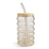 VASO VIDRIO ESPIRAL BAMBU MULTIUSO 500ML 